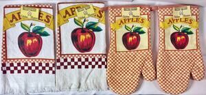 Better Homes Kitchen Classics Apples 4 Pc Kitchen Set 2 Towels 2 Oven Mitts NWT